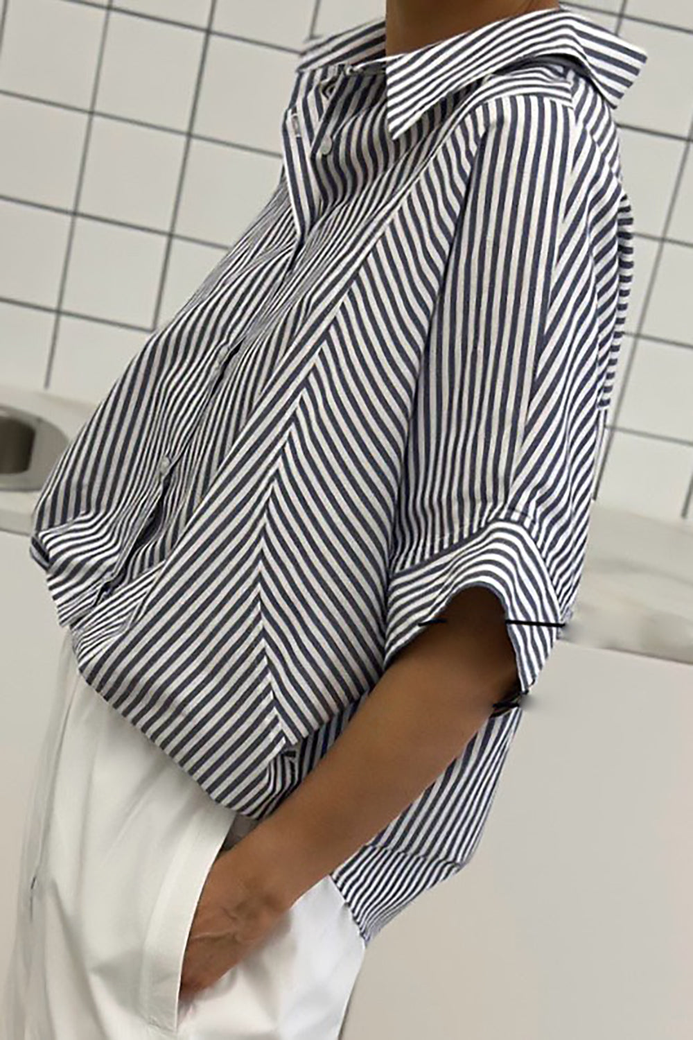 Bubble Hem Short Sleeve Shirt