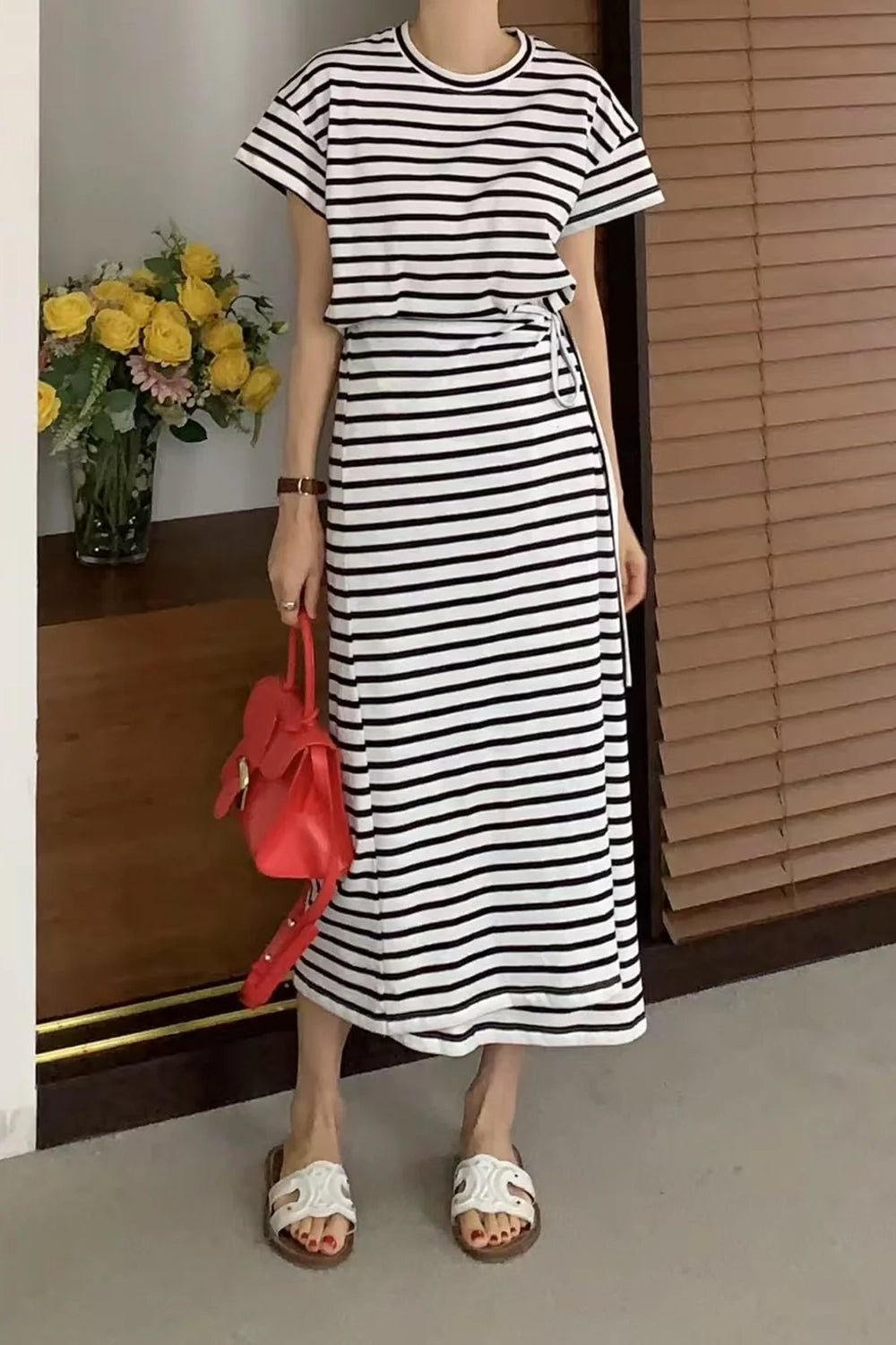 Etta Stripe Wrap Dress