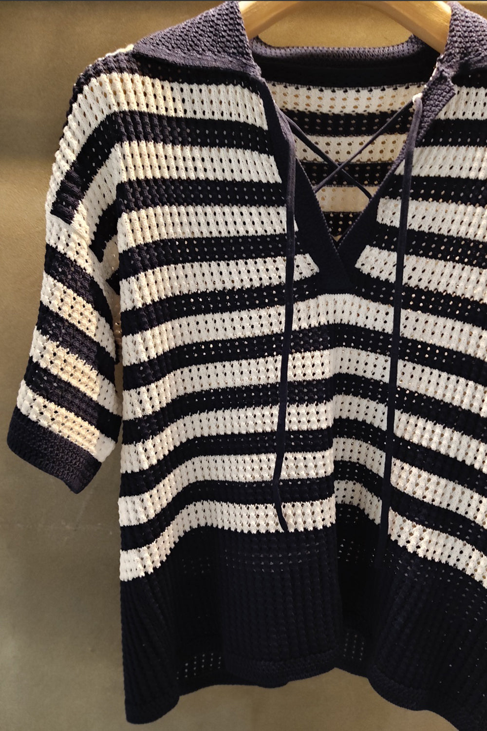 Striped Crochet Knit Top