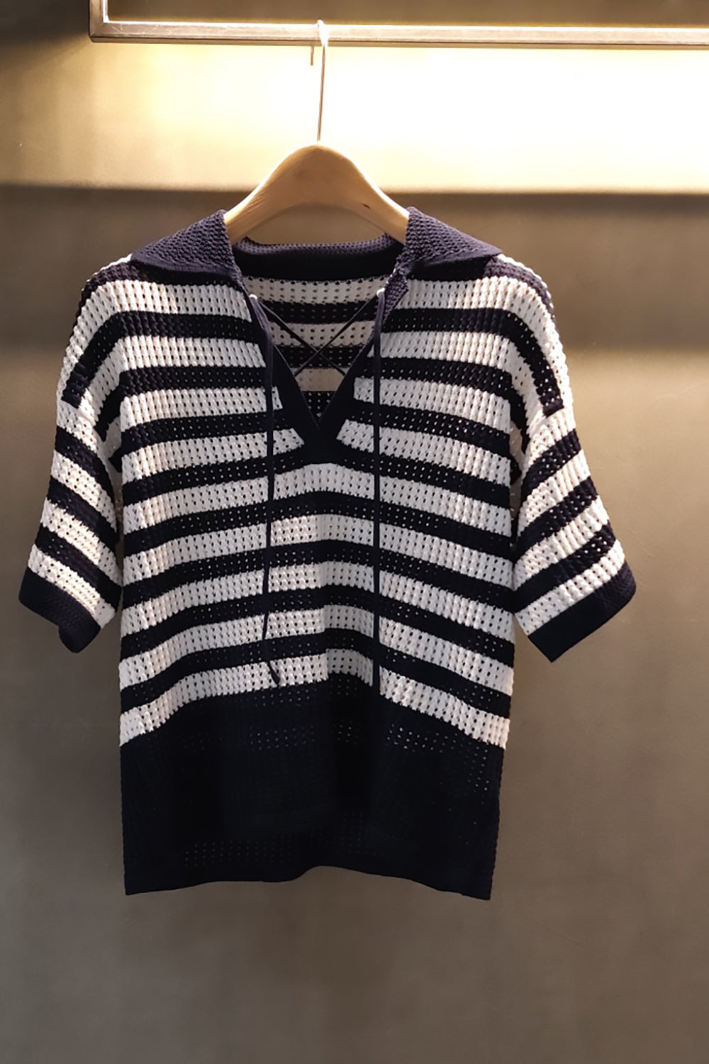 Striped Crochet Knit Top