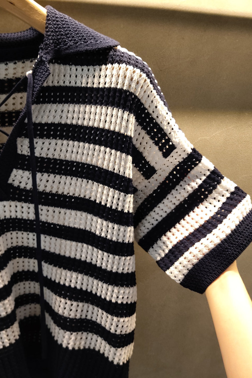 Striped Crochet Knit Top