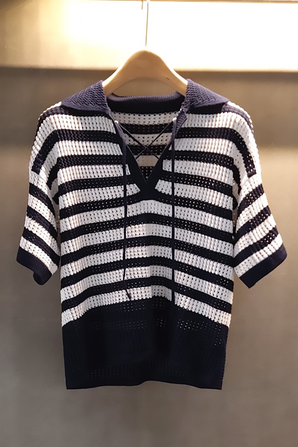 Striped Crochet Knit Top