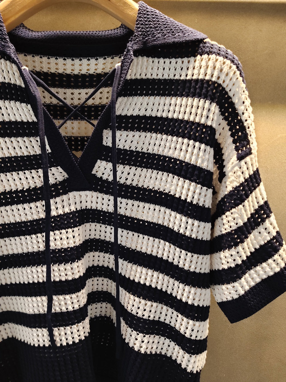 Striped Crochet Knit Top