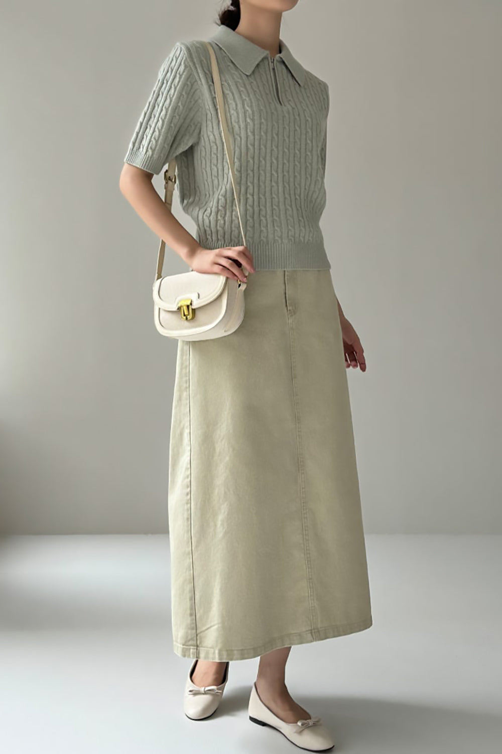 Washed Cotton A-line Skirt