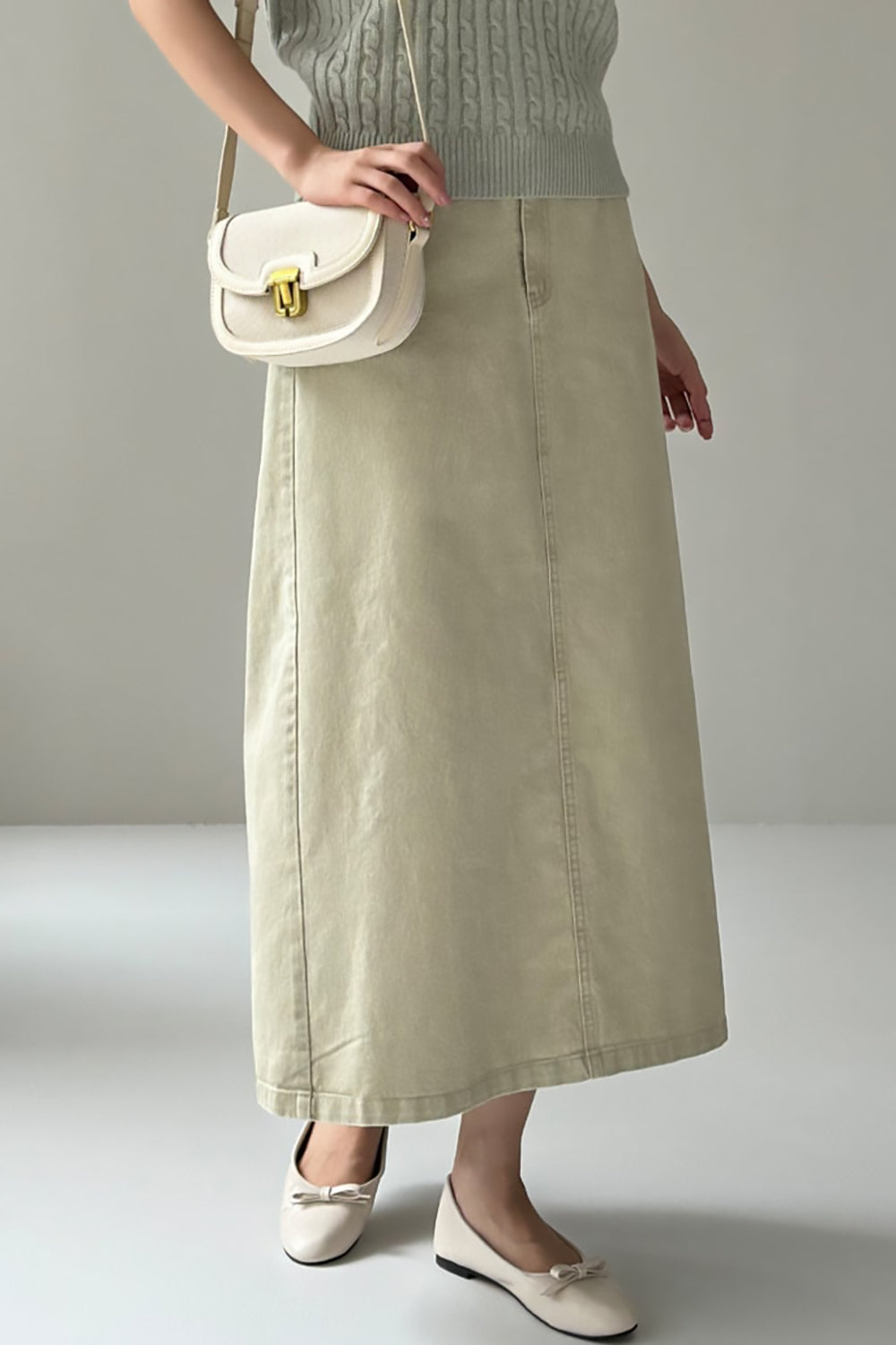 Washed Cotton A-line Skirt