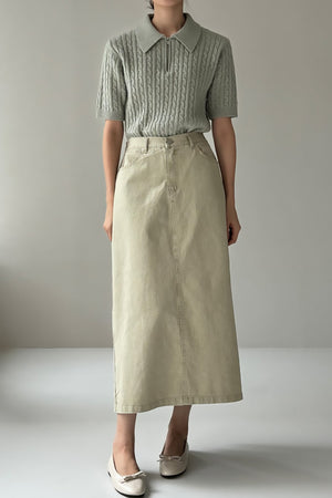 Washed Cotton A-line Skirt