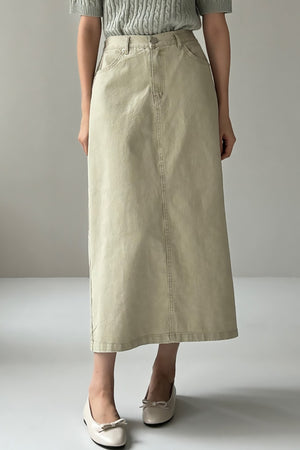 Washed Cotton A-line Skirt