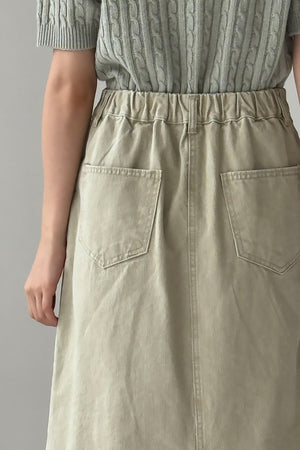 Washed Cotton A-line Skirt