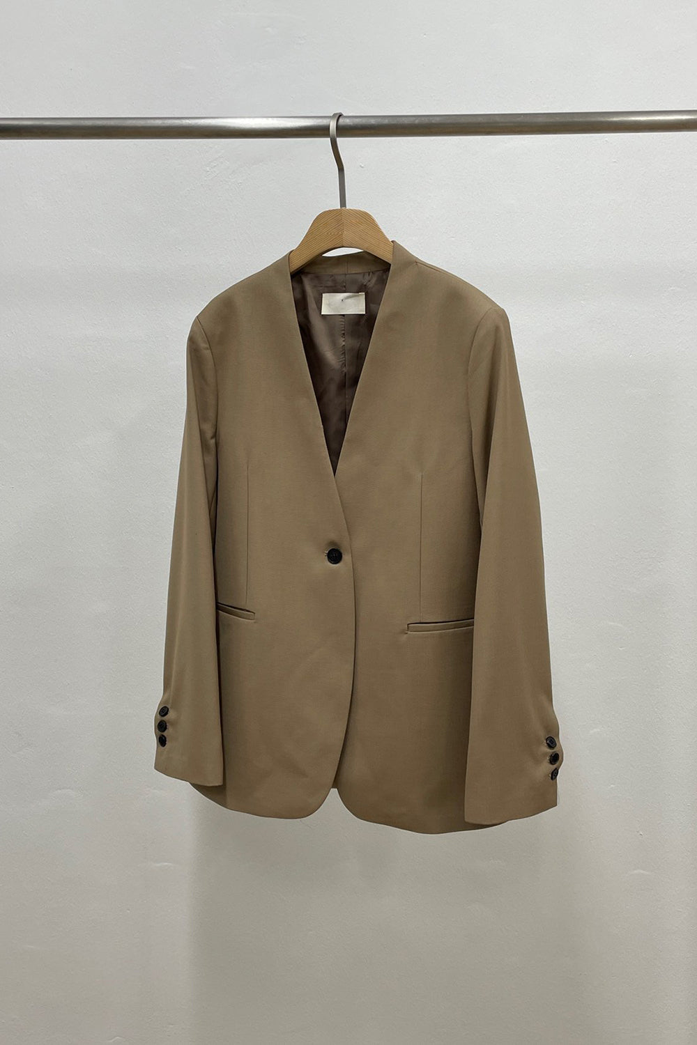 Curved Hem Collarless Blazer
