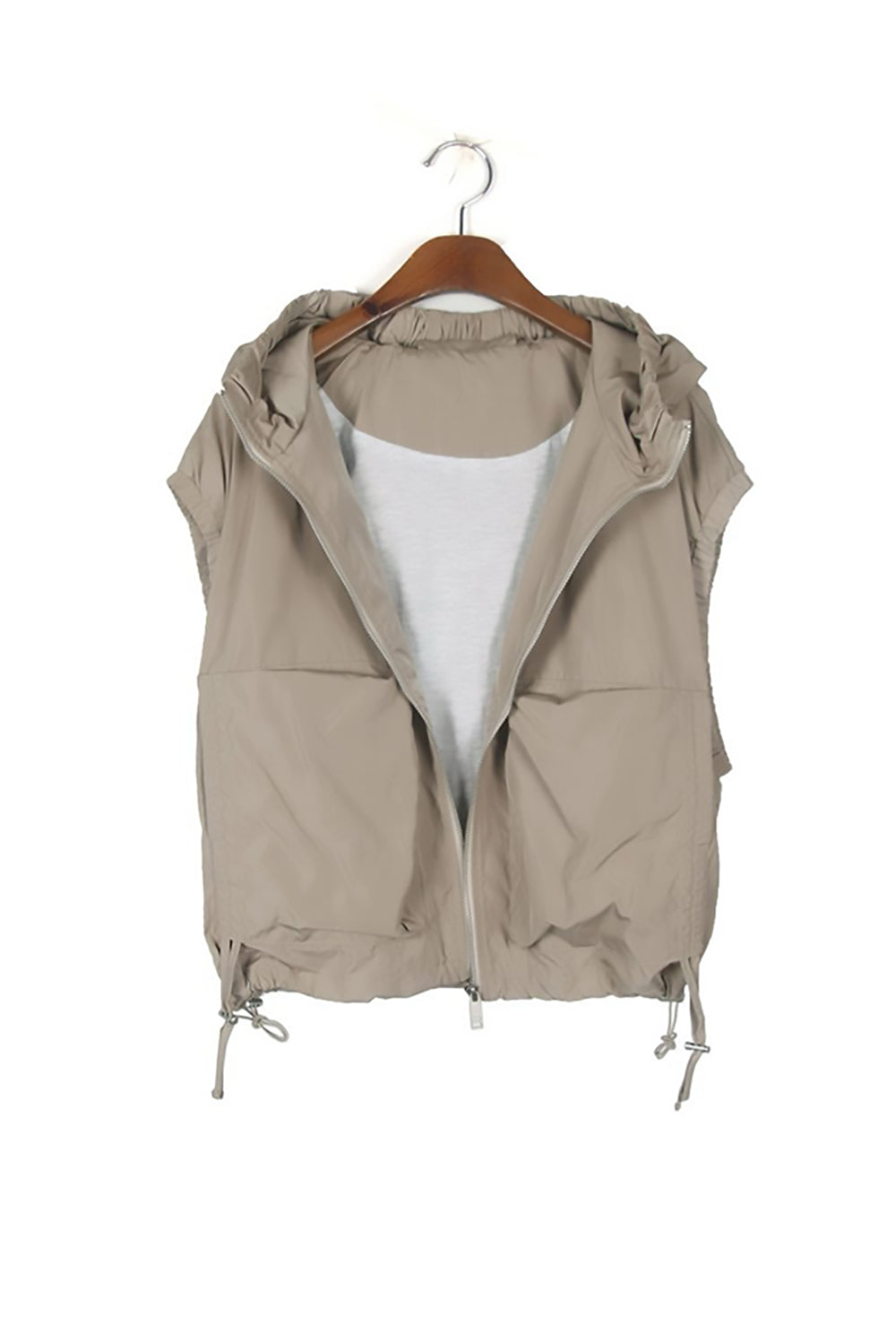 Front Pocket Hooded Windbreaker Vest