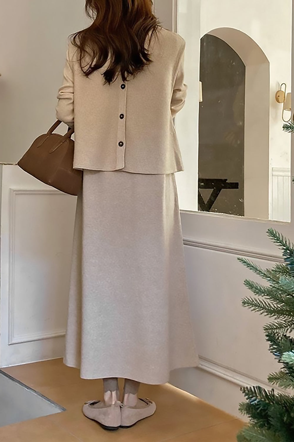 Ribbed Knit Vest and Dress Set