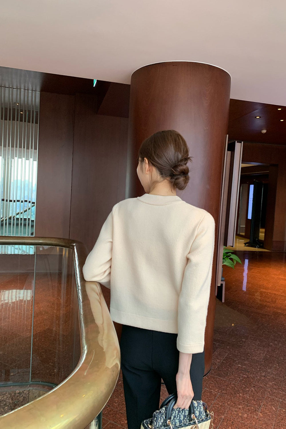 Round Neck Wool Knit Jacket