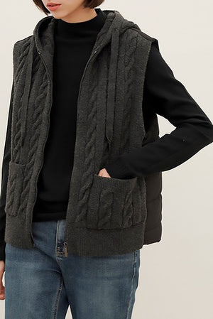 Cable Knit Puffer Vest