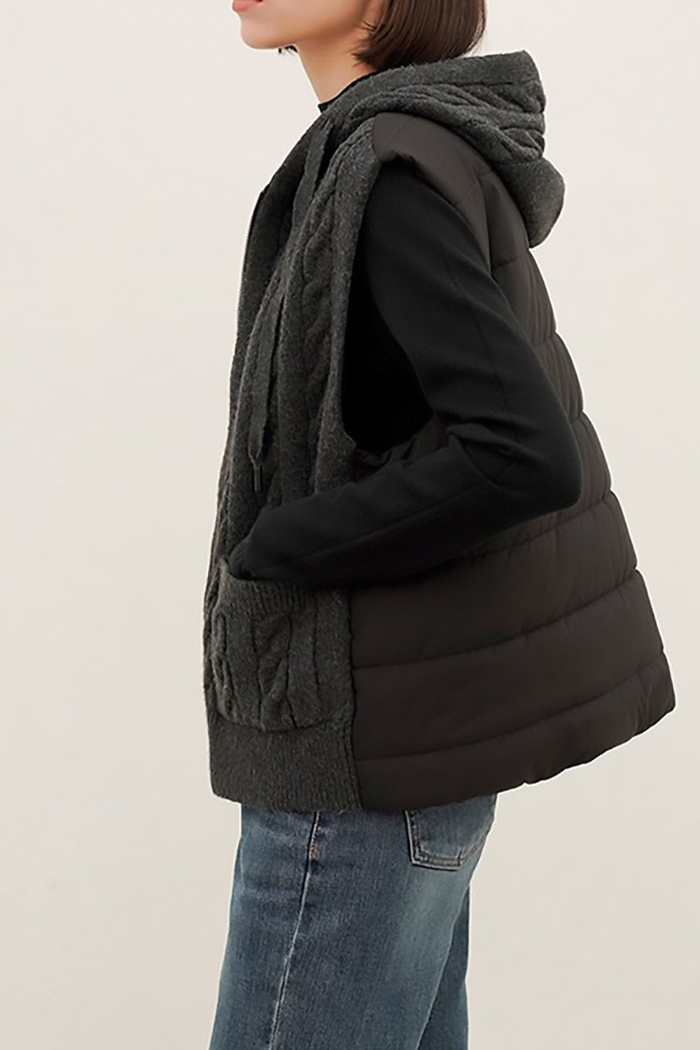 Cable Knit Puffer Vest