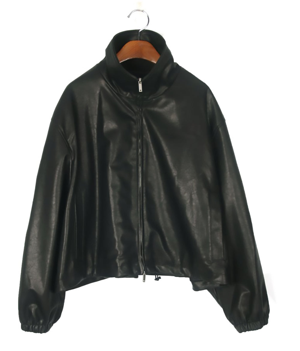 Front Zip Faux Leather Blouson Jacket