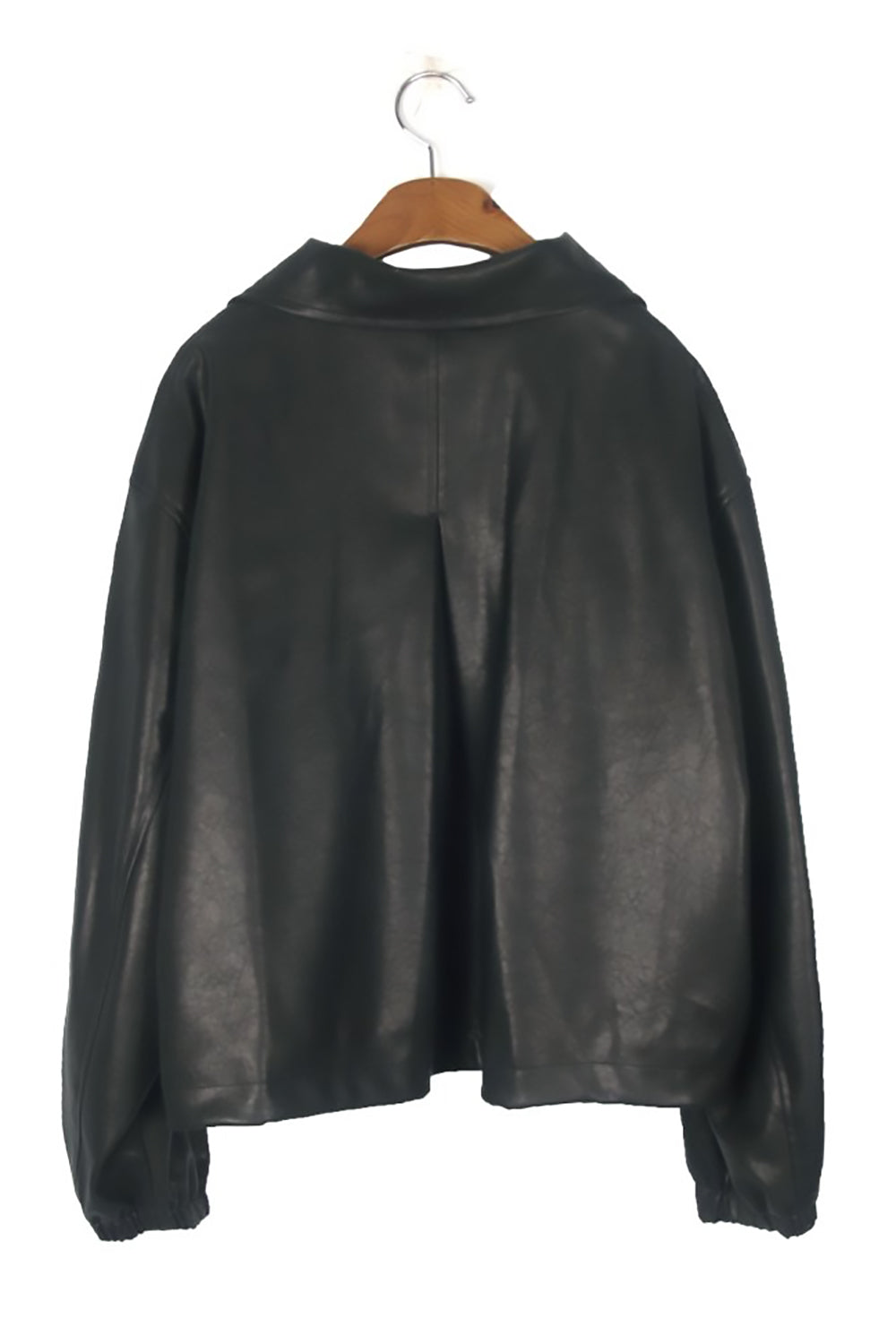 Front Zip Faux Leather Blouson Jacket