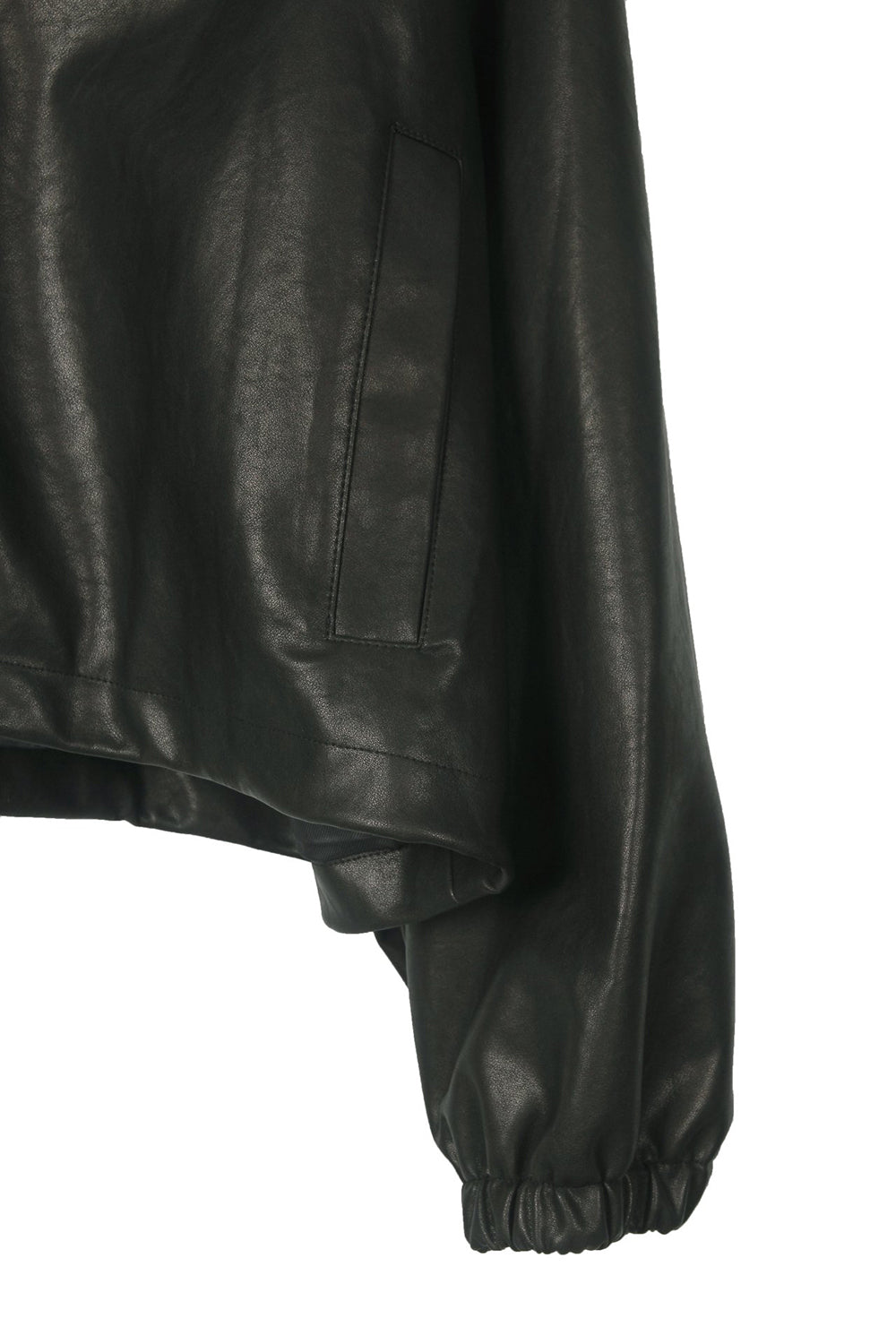 Front Zip Faux Leather Blouson Jacket