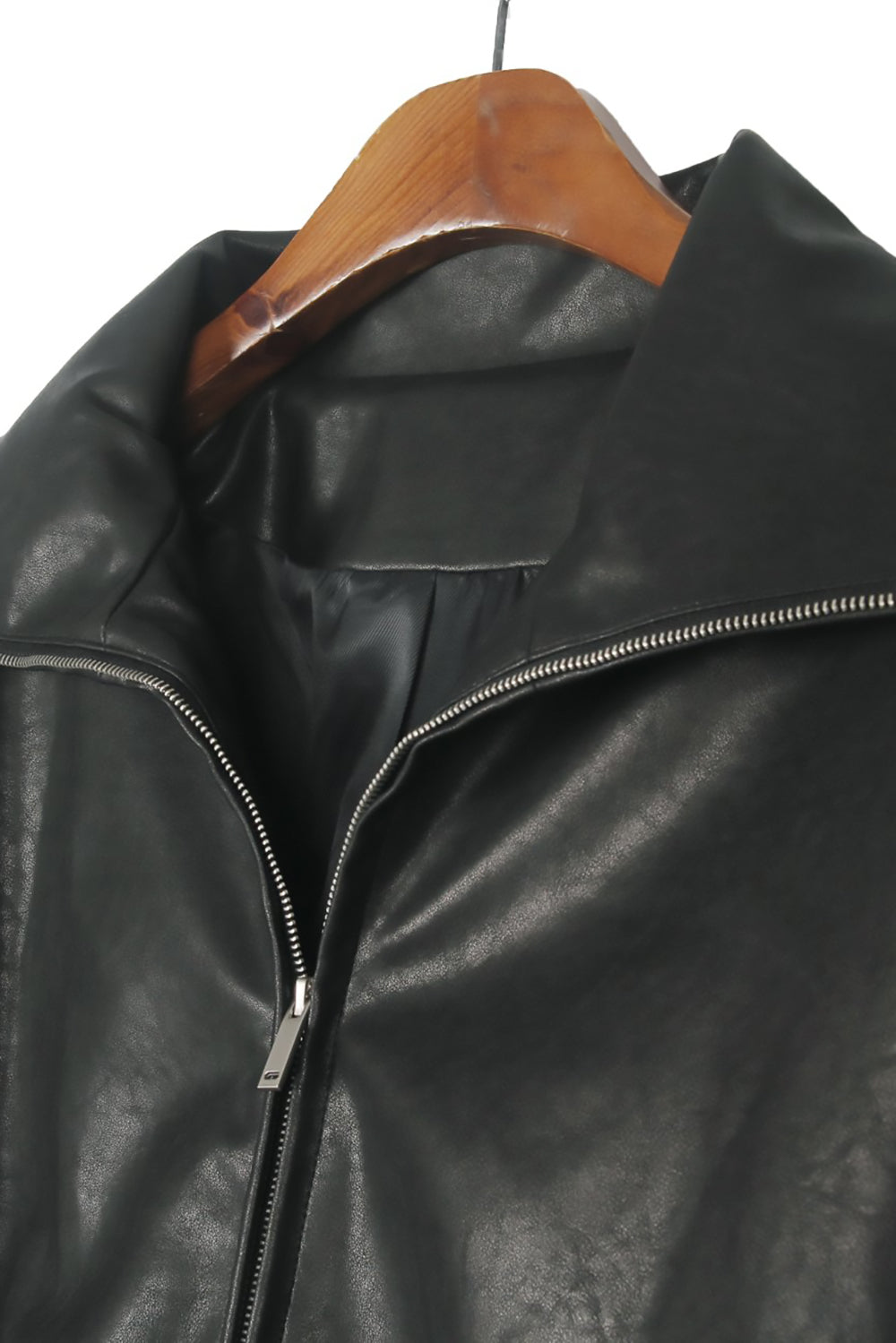 Front Zip Faux Leather Blouson Jacket