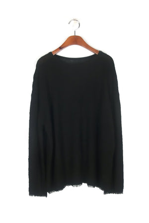 Round Neck Fringe Trim Sweater