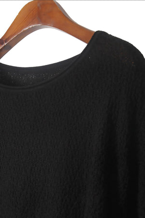 Round Neck Fringe Trim Sweater