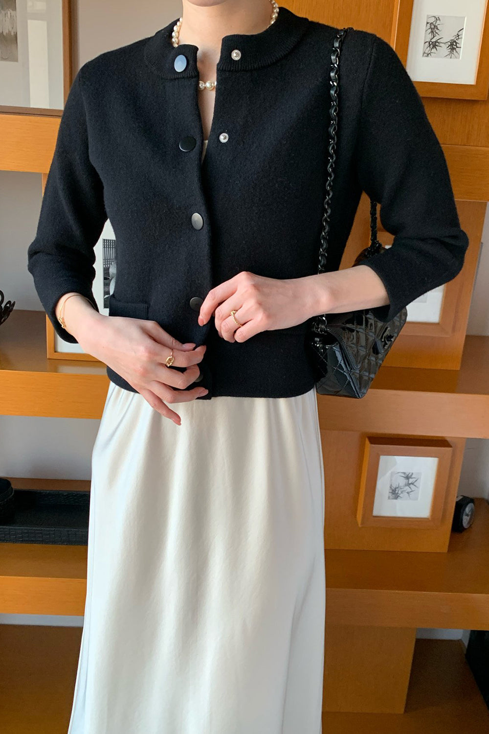 Round Neck Wool Knit Jacket