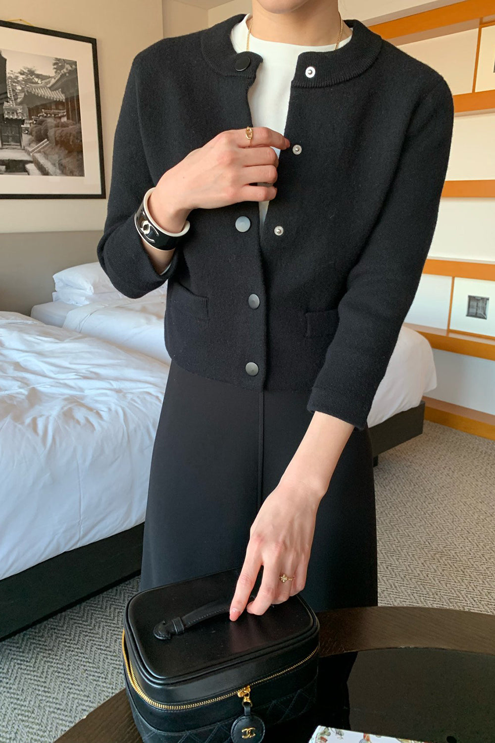 Round Neck Wool Knit Jacket