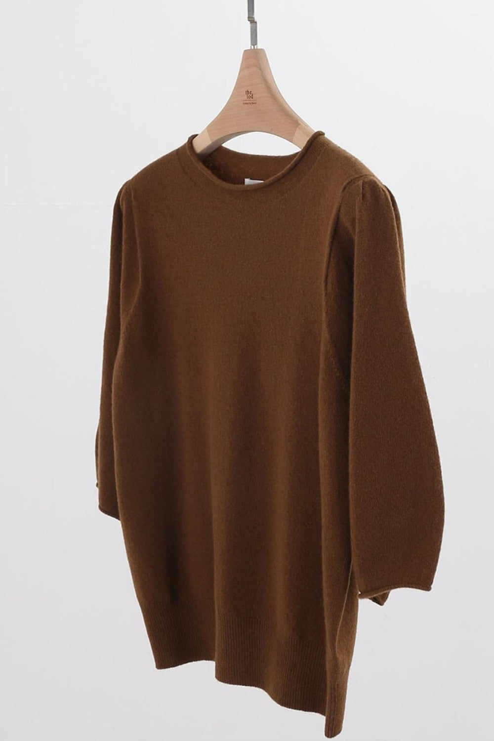 Rolled Neck Puff Sleeve Knit Sweater