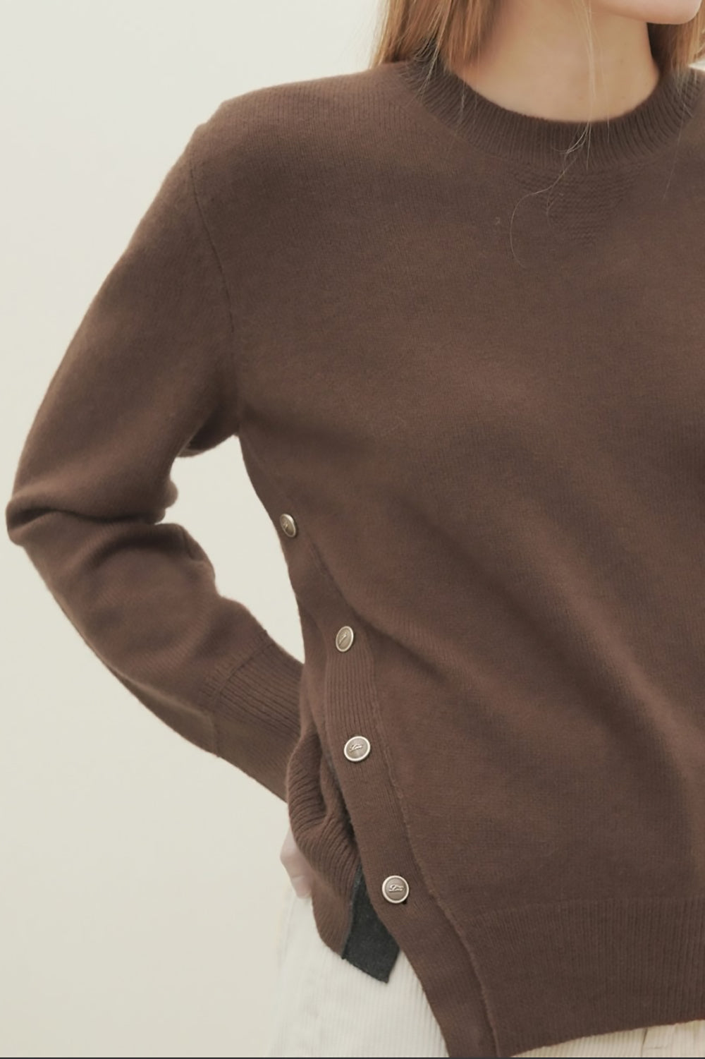 Side Button Merino Wool Sweater