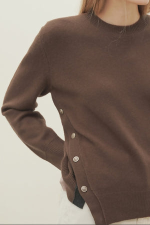 Side Button Merino Wool Sweater