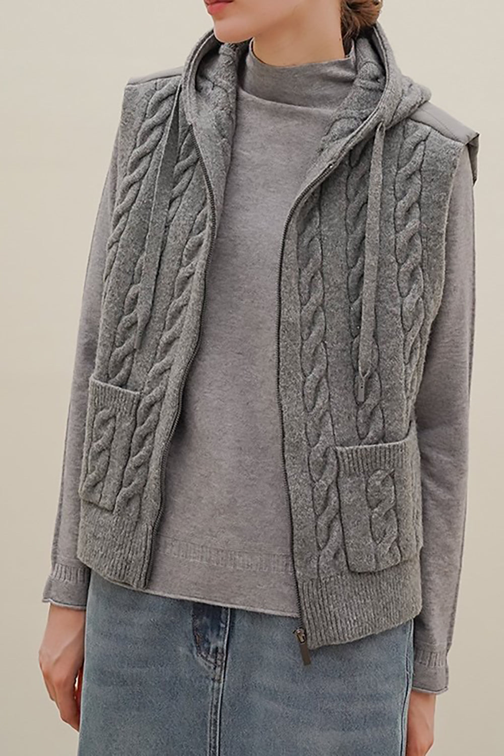 Cable Knit Puffer Vest