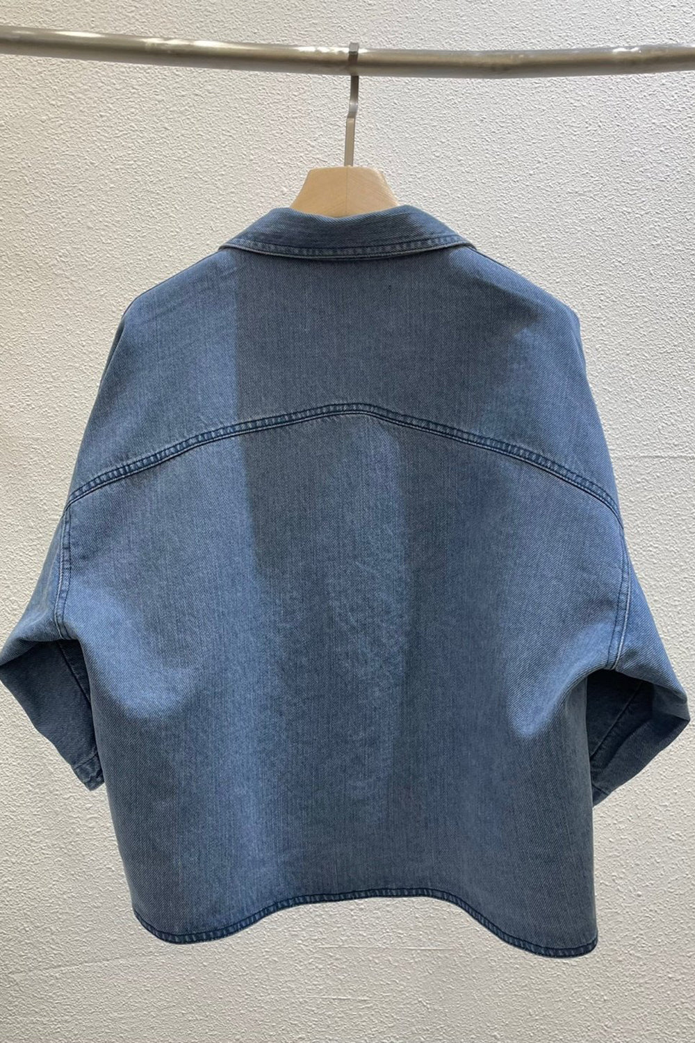 Cropped Short Sleeve Denim Jacket