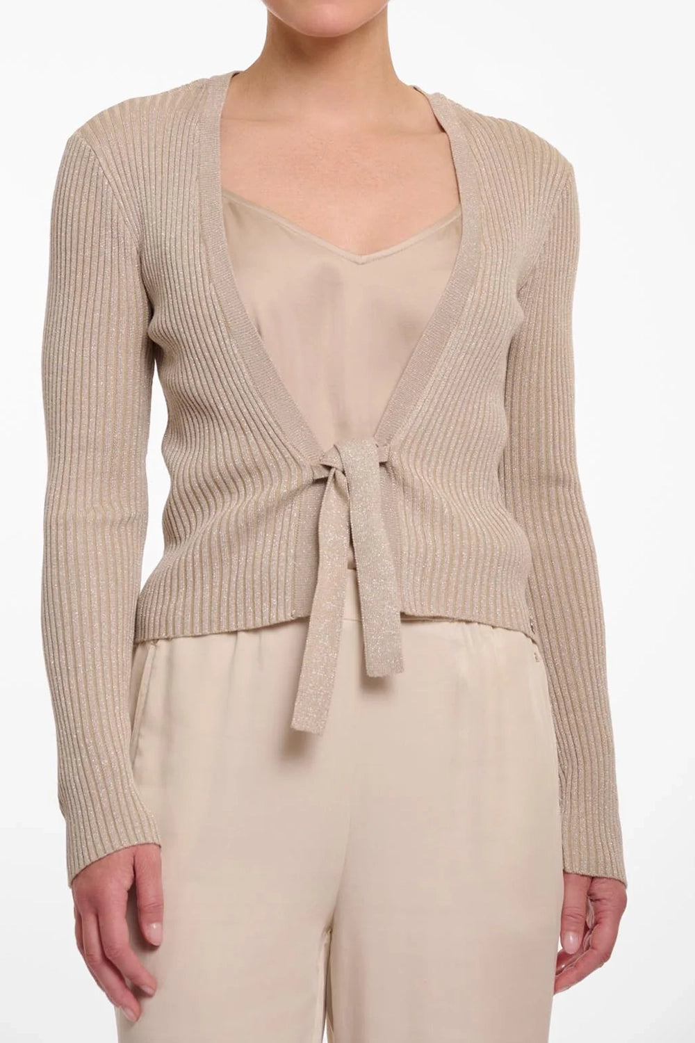 Gizana Lurex Front Tie Cardigan