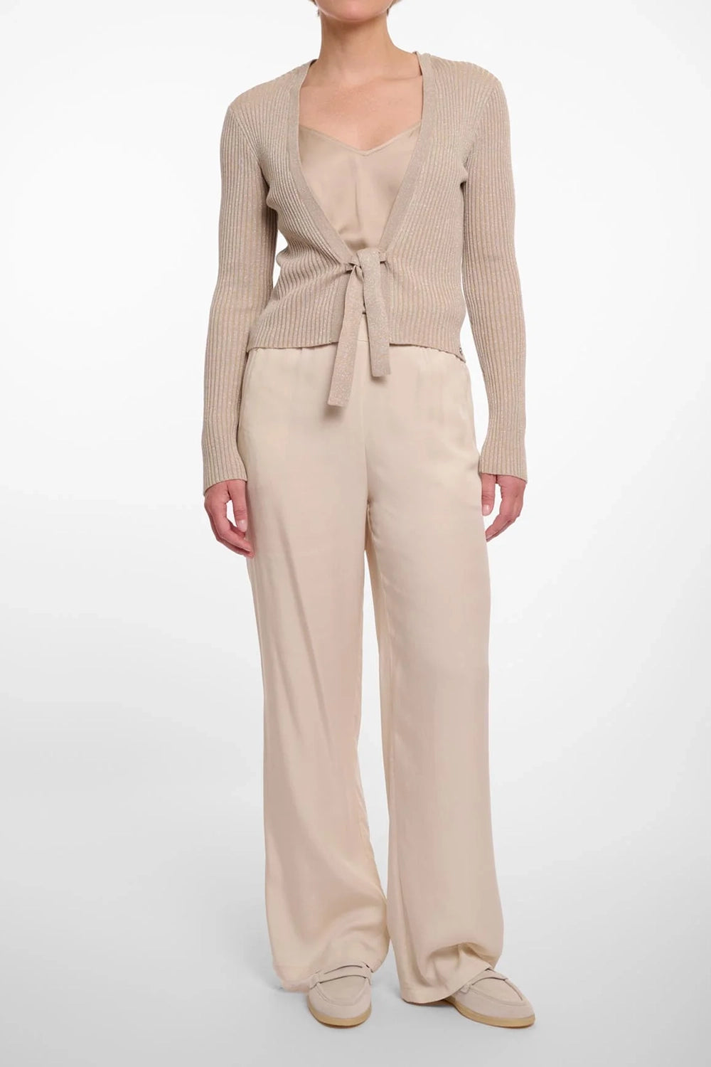 Gizana Lurex Front Tie Cardigan