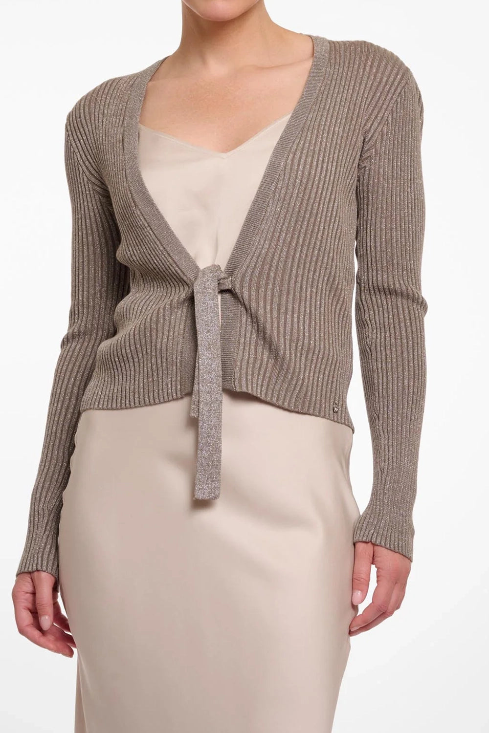 Gizana Lurex Front Tie Cardigan
