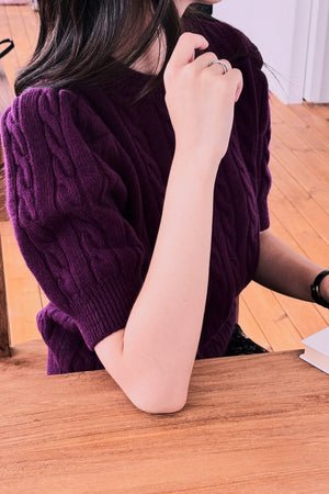 Half Sleeve Cable Knit Sweater