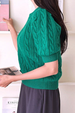 Half Sleeve Cable Knit Sweater