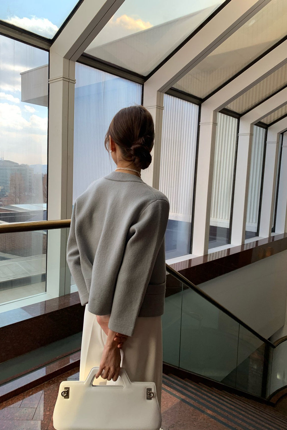 Round Neck Wool Knit Jacket