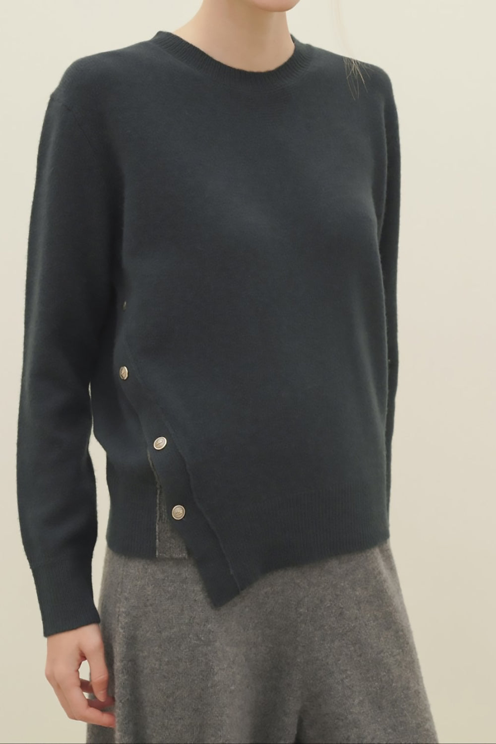 Side Button Merino Wool Sweater