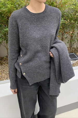 Side Button Merino Wool Sweater