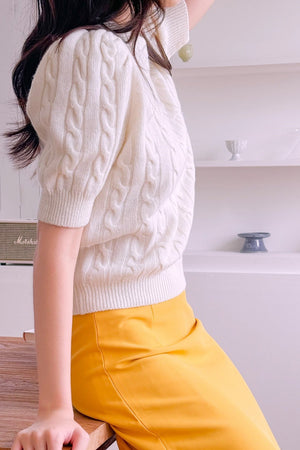 Half Sleeve Cable Knit Sweater