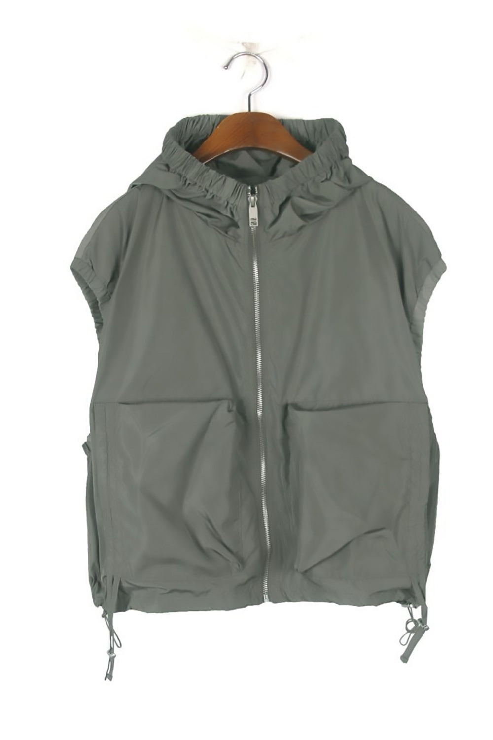 Front Pocket Hooded Windbreaker Vest