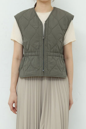 Shirred Waist Quilted Vest