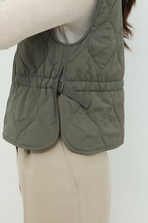 Shirred Waist Quilted Vest