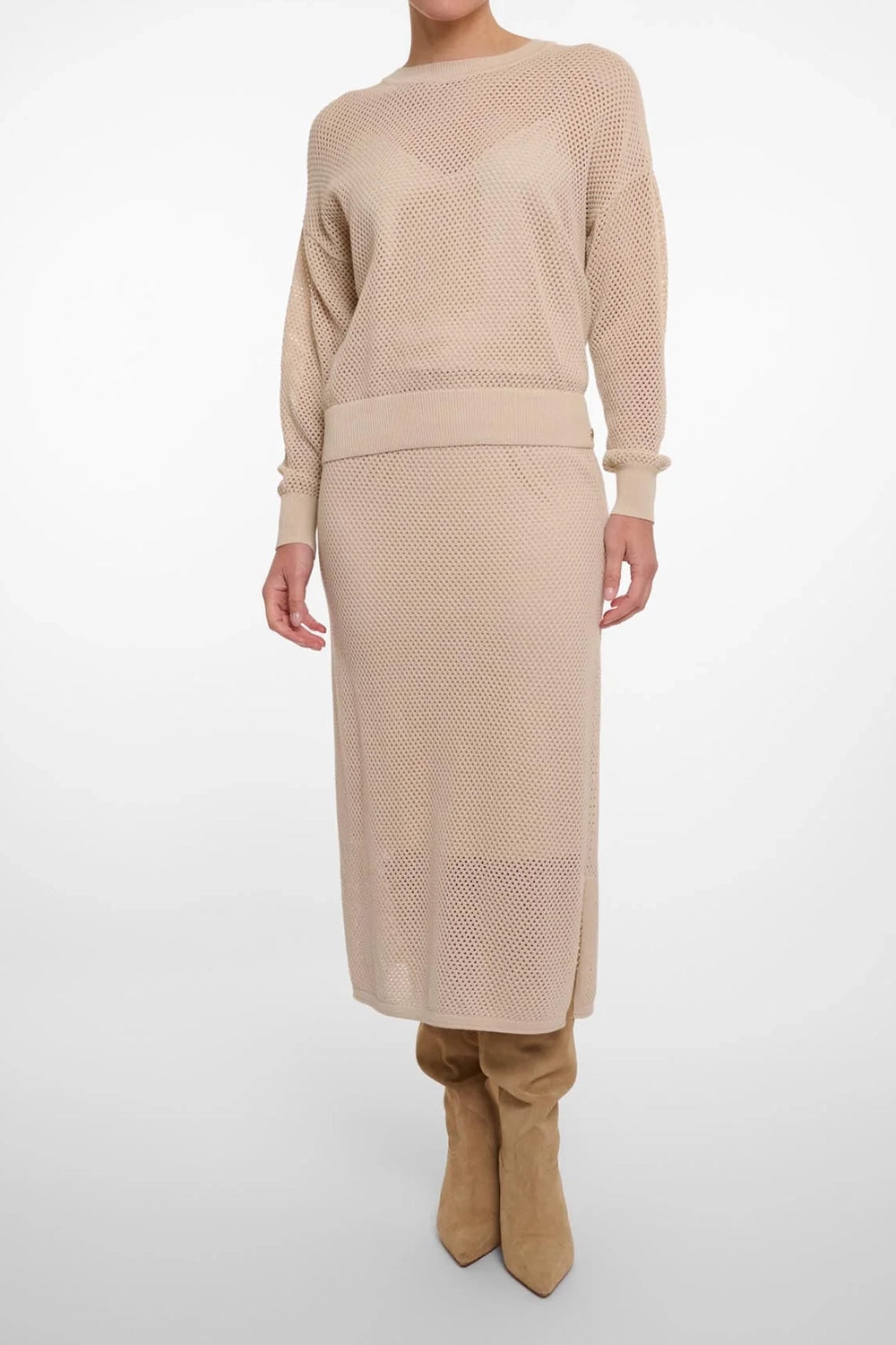 Lantana Textured Knit Midi Skirt