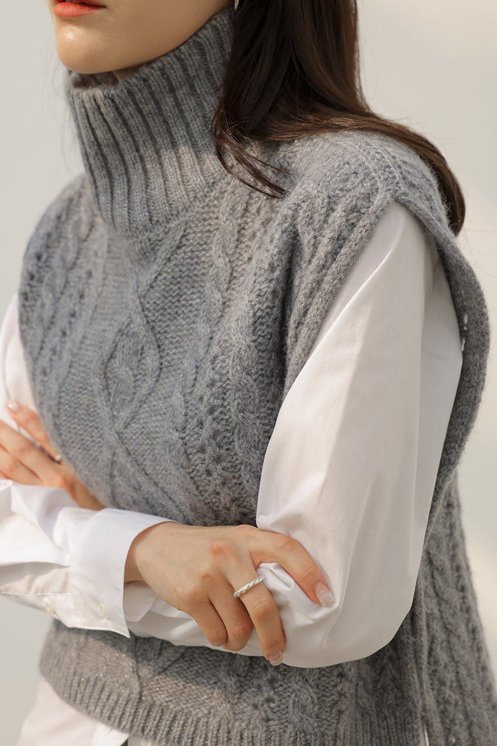 Metallic Cable Knit Vest