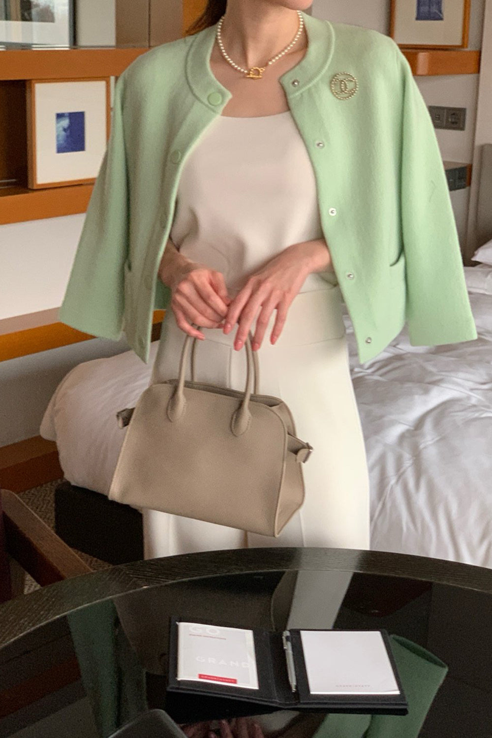 Round Neck Wool Knit Jacket