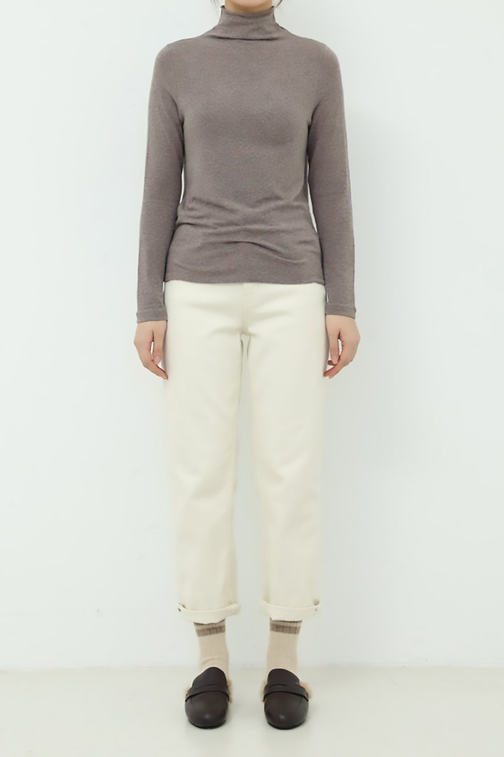 Raw Edge Mockneck Soft T-Shirt