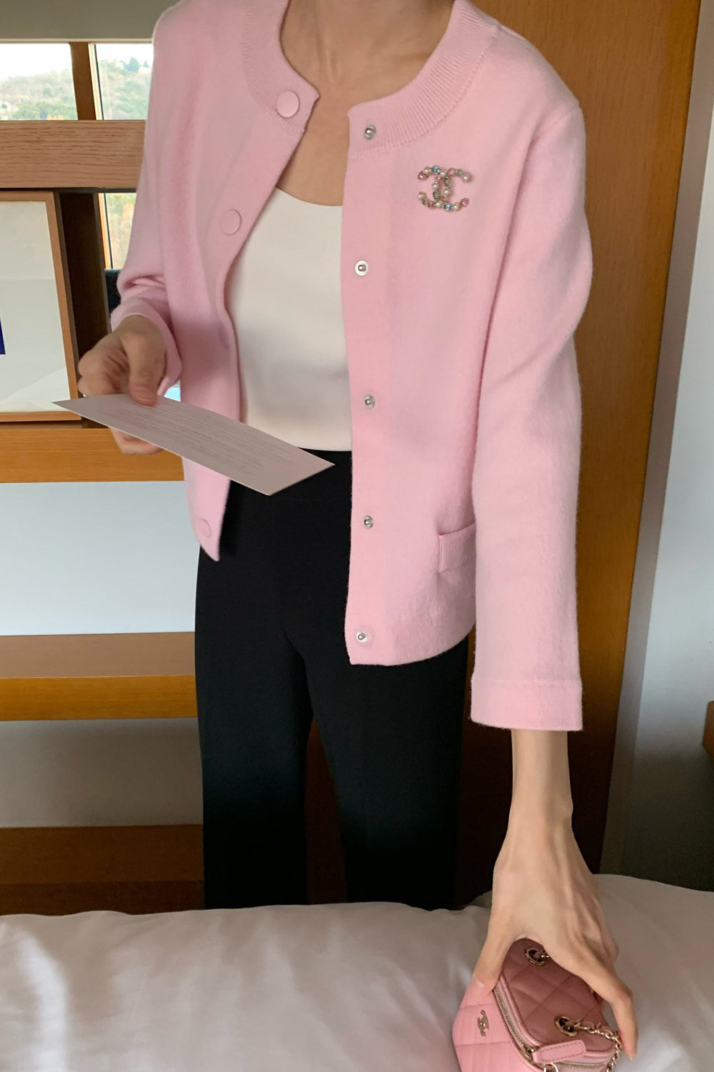 Round Neck Wool Knit Jacket