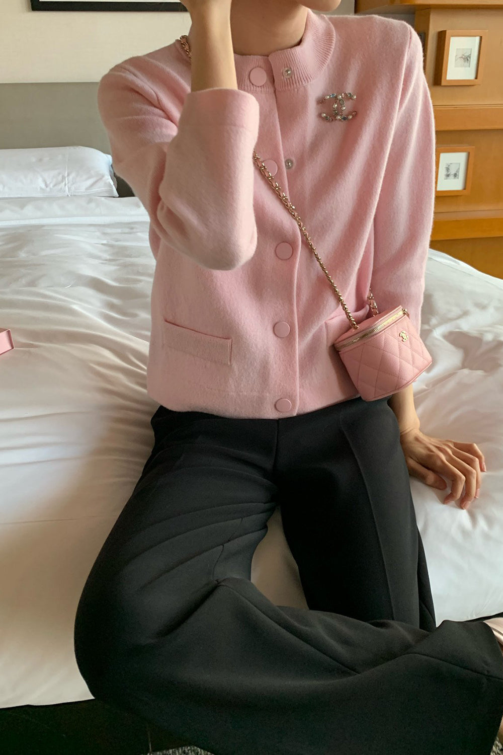 Round Neck Wool Knit Jacket