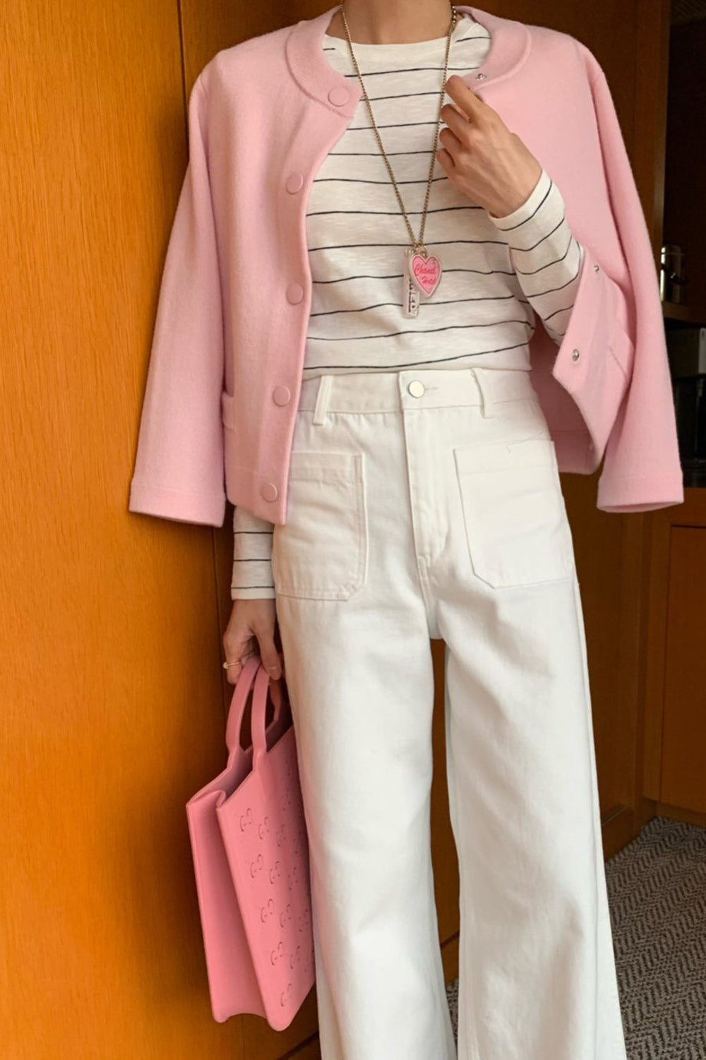 Round Neck Wool Knit Jacket